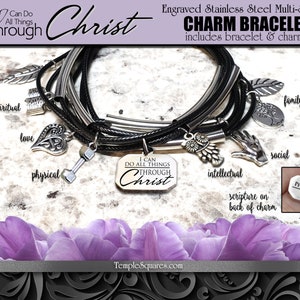 Multi Strand Charm Bracelet "I Can Do All Things Through Christ" 2023 YW Young Women Theme Jewelry Christmas