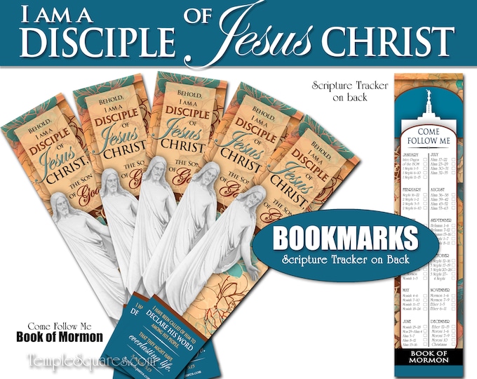 Pack of 10 Scripture Tracking Bookmarks -I am a Disciple of Christ- 2024 youth theme 2024 YW YM theme. Scripture Study Book of Mormon