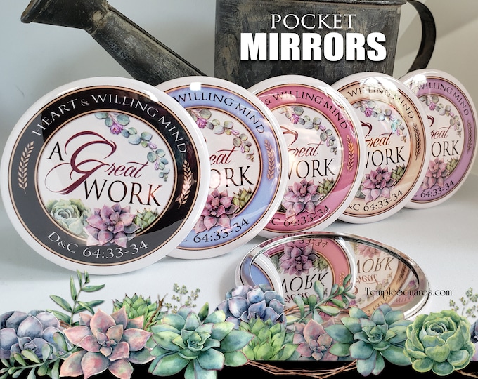 A Great Work YW Youth Theme Young Women Pocket Mirror for LDS Missionaries Relief Society Christmas Gifts New Beginnings Birthday Gift