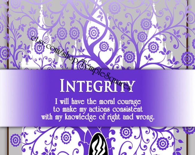 Printable - 3 sizes! LDS Young Women Personal Progress Values "Integrity" Art 2014 Instant Download Digital Files