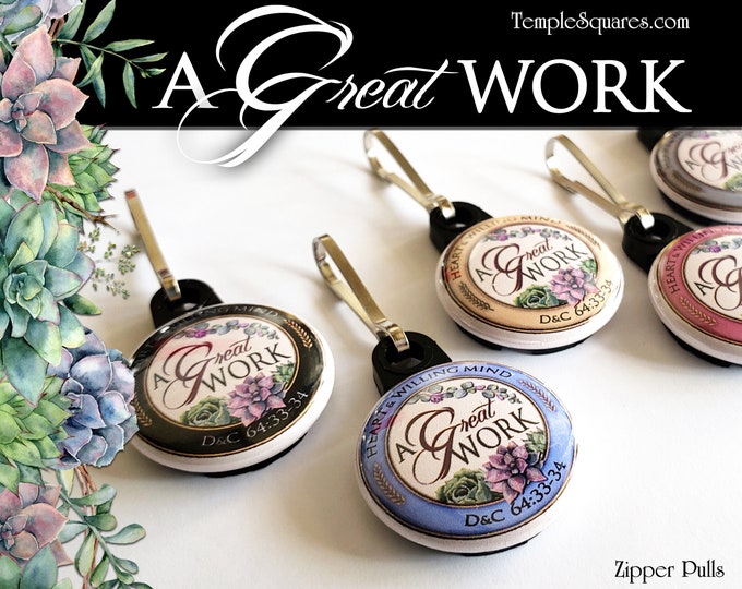 Zipper Pulls A Great Work Young Women Youth Theme Birthdays, Baptism, Missionaries Gifts YW Scripture Bag Bookmark Scripture Card LDS