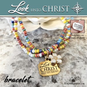 Colorful Beaded Charm Bracelet 2025 Look Unto Christ YW Young Women Theme Jewelry Birthday Girls Camp