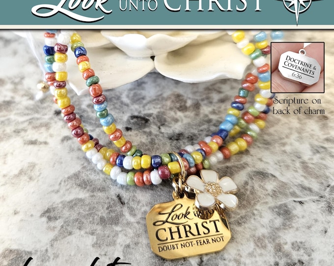 Colorful Beaded Charm Bracelet 2025 Look Unto Christ YW Young Women Theme Jewelry Birthday Girls Camp