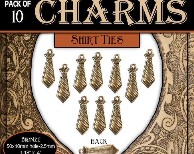 CHARMS - Missionary Neck Tie - Pack of 10 Charms. diy Jewelry Findings for Necklaces, Bracelets, Pendants, LDS Craft Supplies