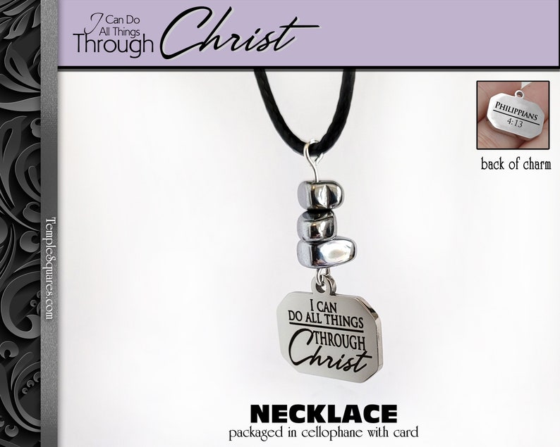 2023 I Can Do All Things Through Christ Stacked Stones Necklaces. YW Young Women Theme Christmas Jewelry Relief Society image 2