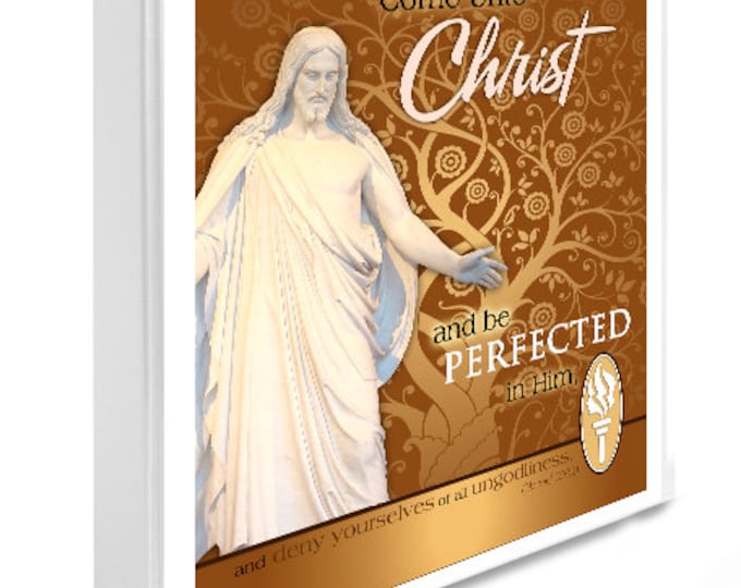 Printable Binder Cover and Spines. LDS Temple Art with YW Young Women Come Unto Christ. Instant Digital download file Gold Christ