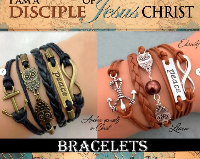 Peace in Christ Five Strand Charm Bracelet "I Am A Disciple of Jesus Christ" 2024 YW Young Women Theme Jewelry Christmas 3 Nephi 5:13