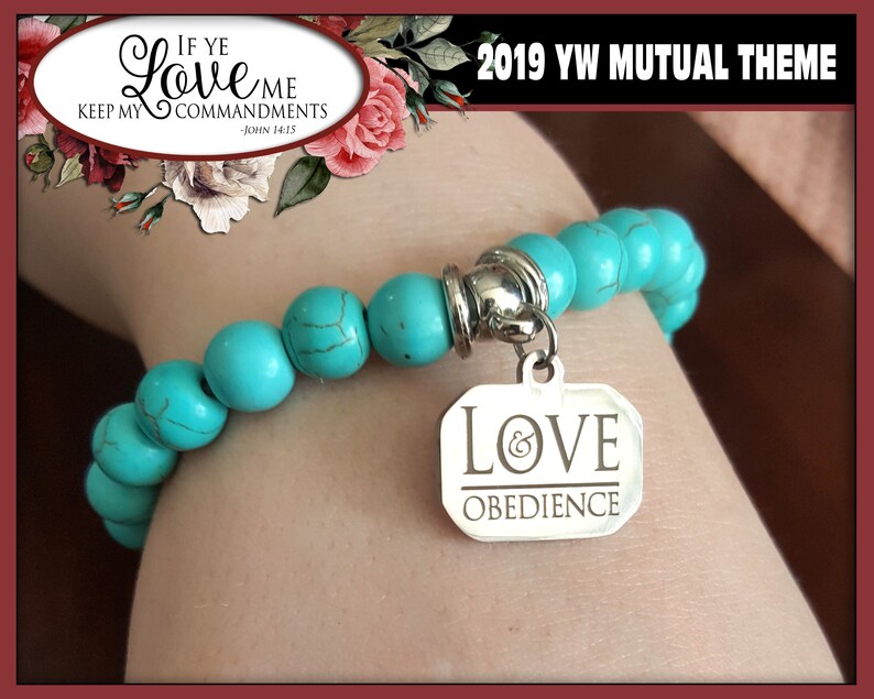WHOLESALE Charm Bracelet YW 2019 Love /& Obedience Young Women LDS Mutual Theme Jewelry TurquoisE New Beginnings Christmas Birthday gift