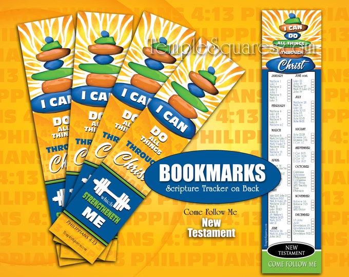 2023 Pack of 10 Bookmarks I Can Do All Things Through Christ Come Follow Me New Testament Scripture Study Tracker YW Youth Theme Primary