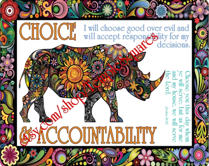 PRINTABLE Young Women Values Personal Progress "CHOICE and ACCOUNTABILITY" 4x6, 5x7, and 8x10