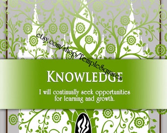 Printable - 3 sizes! LDS Young Women Personal Progress Values "Knowledge" Art 2014 Instant Download Digital Files