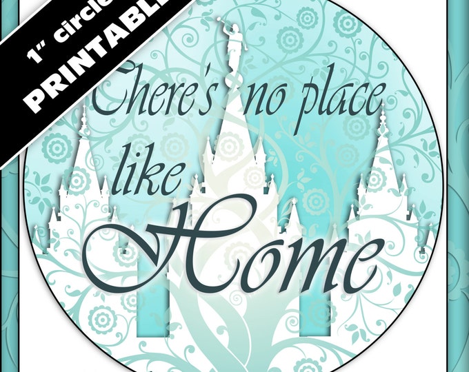 Printable 1" inch circles. "There's No Place Like Home" Digital Collage for labels, stickers, or pendants. Temple Tree of Life