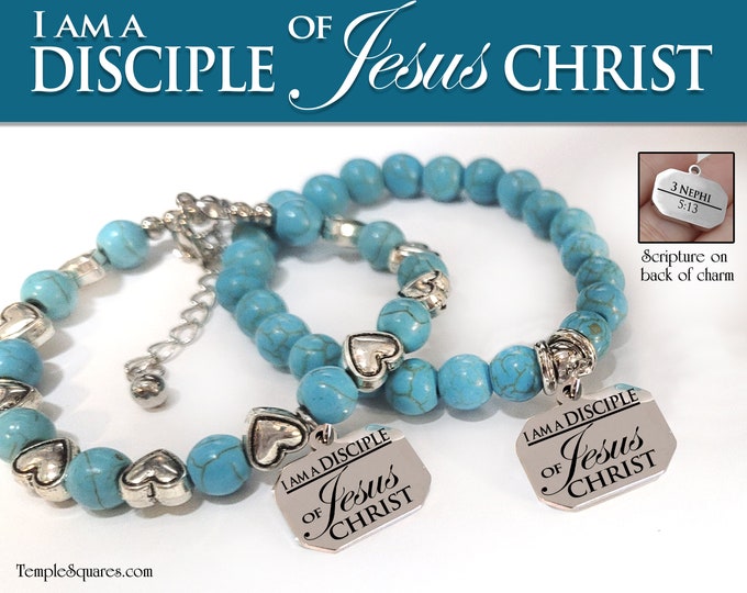 Charm Bracelet YW 2024 "Disciple of Christ" Young Women Theme Jewelry Natural Stone Turquoise Christmas Birthday gifts