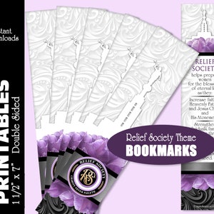 Printable Bookmarks Relief Society Theme Charity Never Faileth. Two sided with RS emblem logo and Purpose Statement. Instant Download