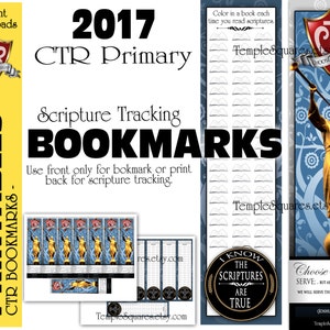 Printable CTR Primary Bookmark Choose The Right Scripture Tracker - Bookmark on Front - Track your scripture reading on back.