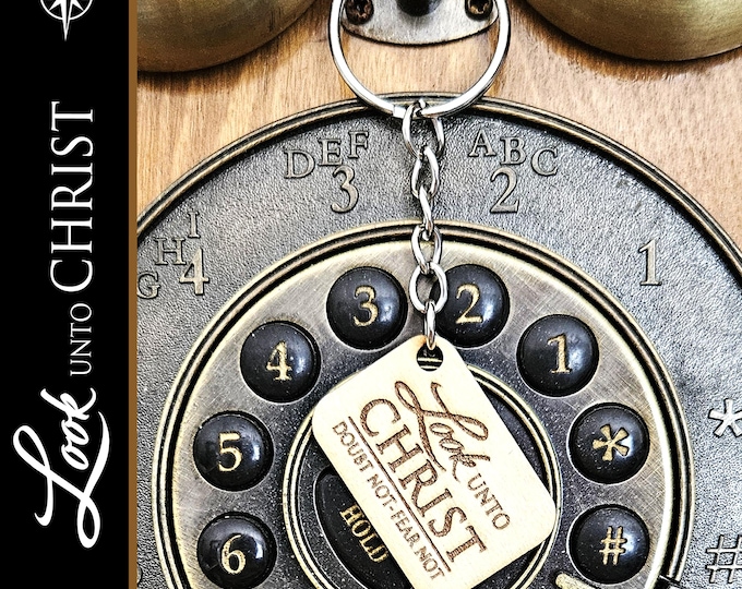2025 Youth Theme Look unto Christ. Engraved Keyring with card or scripture tracking bookmark.