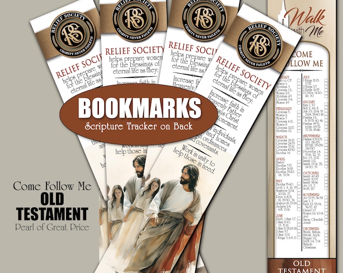 Pack of 10 Bookmarks 2026 Relief Society Old Testament Come Follow Me Scripture Tracker for Relief Society.