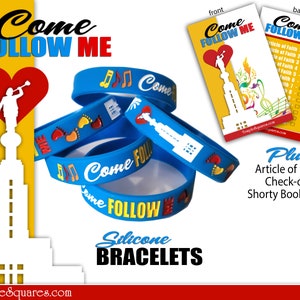 Colorful Silicone Childrens Wristband Bracelets. "Come Follow Me" 2024 Primary and Youth Theme Gift