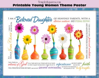 Ich bin eine geliebte Tochter der himmlischen Eltern - YW Young Women Digital File Download druckbares Handout Poster oder rahmenbares Kunstwerk LDS