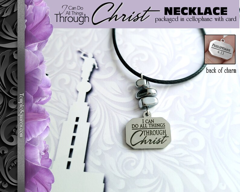 2023 I Can Do All Things Through Christ Stacked Stones Necklaces. YW Young Women Theme Christmas Jewelry Relief Society image 3