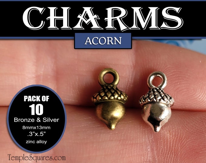 Pack of 10 Acorn Charms for Necklaces, Charm Bracelets, DIY Crafts for Girls Camp Gifts Charm Bracelet Jewelry Supplies A Great Work 2021