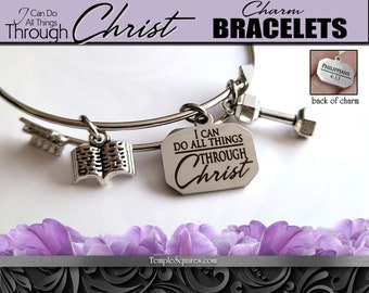 2023 Arrow Charm Bracelet Bangle. I Can Do All Things Through Christ YW Young Women Theme Jewelry Christmas