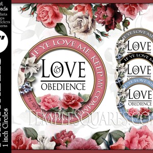 Printable 1 inch Circles If Ye Love Me Keep My Commandments Love and Obedience instant download YW LDS 2019 Mutual Theme Jewelry DIY Craft