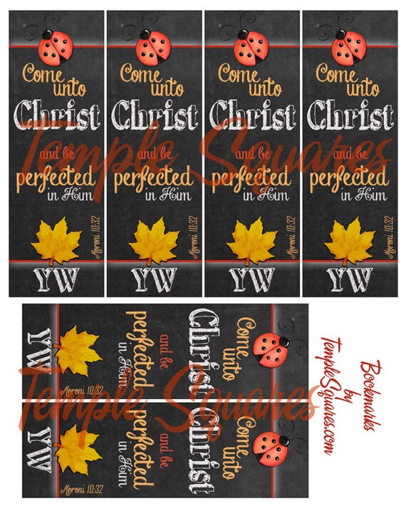 items similar to printable bookmarks lds yw young women come unto