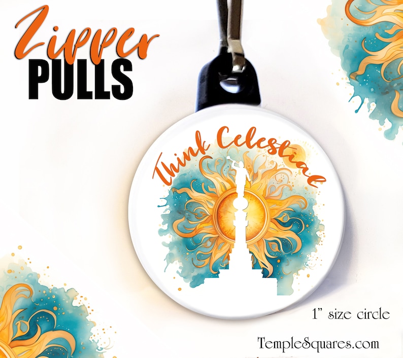 Zipper Pulls Think Celestial plus Optional Card or Scripture Tracking Bookmark. 2024 Youth Theme Birthdays Baptism Young Women YW image 1