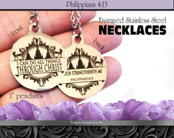 CLEARANCE - Stainless Steel Engraved Necklaces 2023 I Can Do All Things Through Christ YW Young Women Theme Christmas