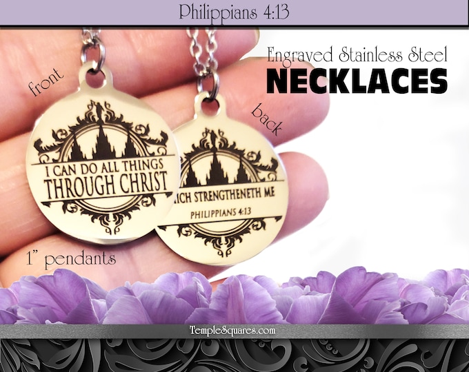 CLEARANCE - Stainless Steel Engraved Necklaces 2023 I Can Do All Things Through Christ YW Young Women Theme Christmas