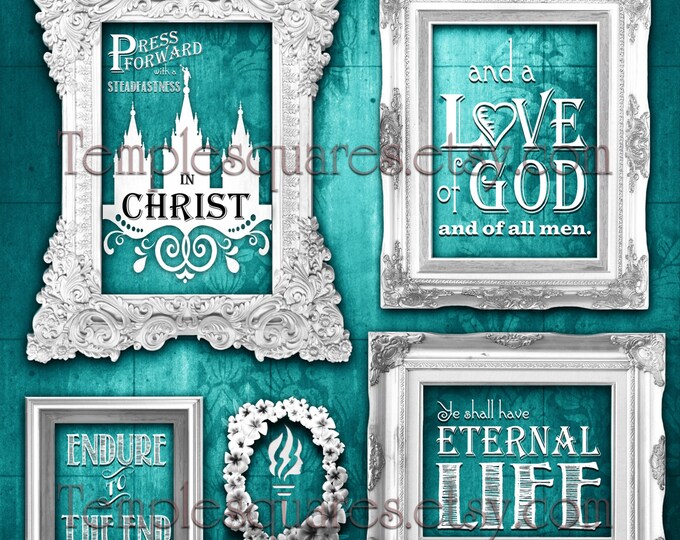 YW Square Printable Posters "Press Forward with Steadfastness in Christ" 4 DIY sizes. LDS Young Women bundle posters instant download