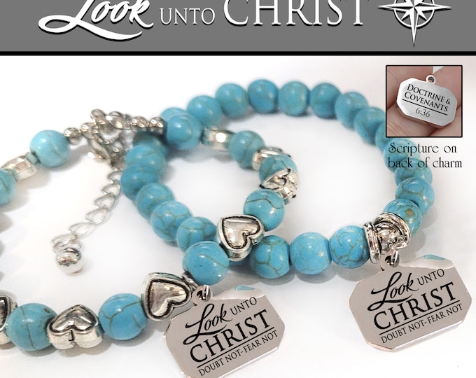 Charm Bracelet YW 2025 "Look unto Christ" Young Women Theme Jewelry Natural Stone Turquoise