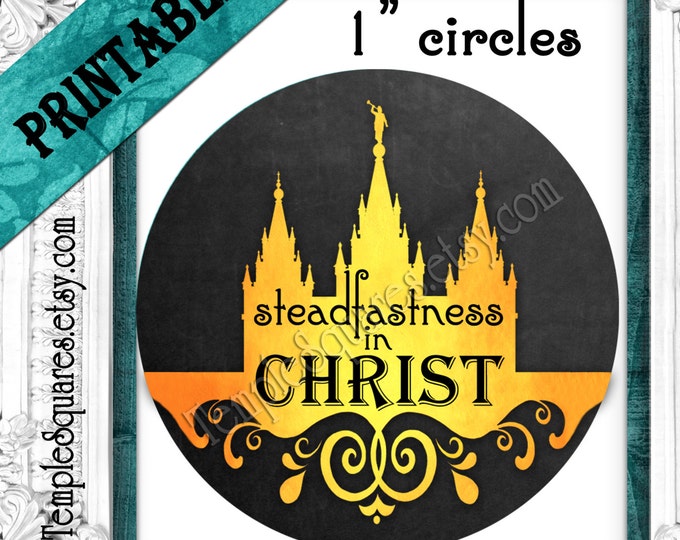 YW Young Women Printable 1" inch circles. Chalkboard "Press Forward"- for labels, stickers, or necklaces DIY instant download digital files