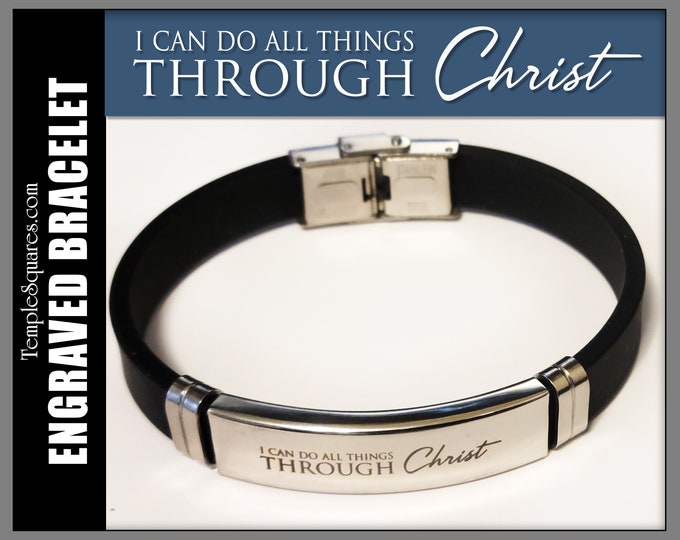 I Can Do All Things Through Christ Bracelet YM Young Men 2023 Youth Theme Engraved Stainless Steel Gift Silicone Band Missionary Christmas