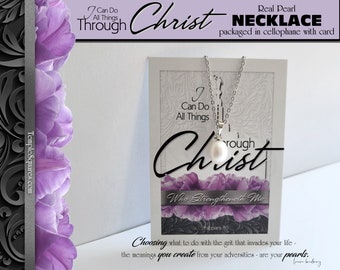 2023 I Can Do All Things Through Christ Pearl Necklaces plus Collector Card Bookmark. YW Young Women Theme Christmas Jewelry Relief Society