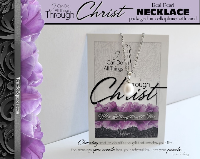 2023 I Can Do All Things Through Christ Pearl Necklaces plus Collector Card Bookmark. YW Young Women Theme Christmas Jewelry Relief Society