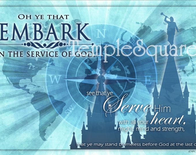 Printable 4 LARGE Frameable poster sizes YW 2015 Theme Embark in the Service of God digital files Blue Series