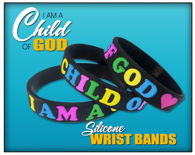 Colorful Silicone Childrens Wristband Bracelets. I Am a Child of God Primary Theme, + Articles of Faith Check-Off Bookmark