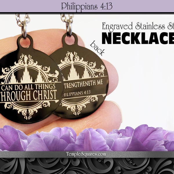 CLEARANCE - Stainless Steel Engraved Necklaces 2023 I Can Do All Things Through Christ YW Young Women Theme Christmas