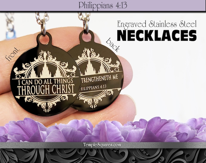 CLEARANCE - Stainless Steel Engraved Necklaces 2023 I Can Do All Things Through Christ YW Young Women Theme Christmas