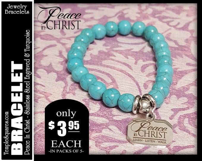 Charm Bracelet YW Peace In Christ Young Women Theme Jewelry Turquoise Beads  YW New Beginnings,  Christmas, Birthday gifts charms