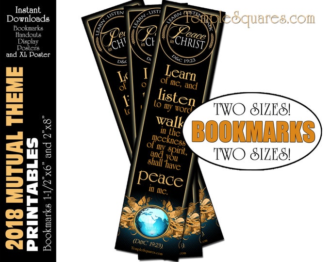 Printable Peace in Christ Bookmarks YM YW 2018 Mutual Theme D&C 19:23 Scripture Peace in Me Two Sizes instant download digital file