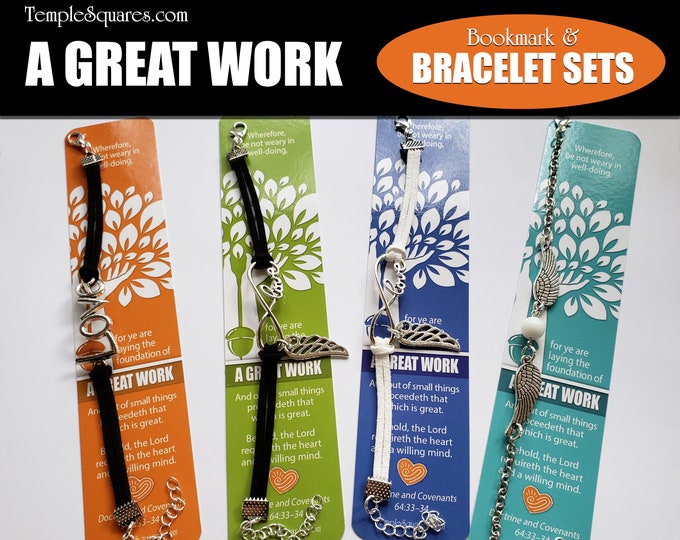 Charm Bracelets & Bookmark Gift Sets A Great Work YW Youth Young Women Theme New Beginning Come Follow Me Book of Mormon Relief Society