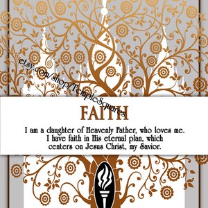 Printable - 3 sizes! LDS Young Women Personal Progress Values &quot;Faith&quot; Art 2014 Instant Download Digital Files