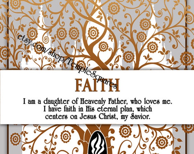 Printable - 3 sizes! LDS Young Women Personal Progress Values "Faith" Art 2014 Instant Download Digital Files