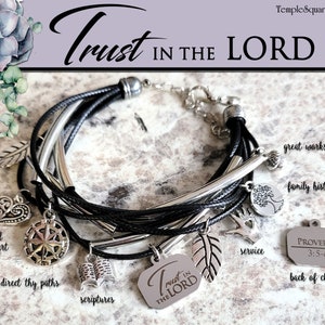 Trust in the Lord Charm Bracelets. Personal Development Goals Young Women Theme Jewelry Relief Society Christmas Birthday gifts