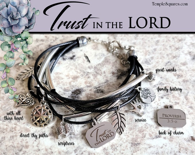 Trust in the Lord Charm Bracelets. Personal Development Goals Young Women Theme Jewelry Relief Society Christmas Birthday gifts