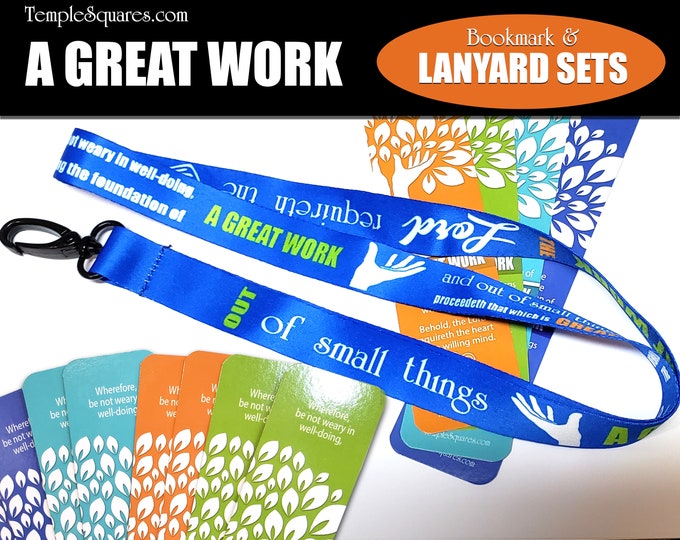 YW Youth Theme A Great Work Colorful Lanyard and Scripture Tracking Bookmark Set. Young Women Temple Recommend Holder YM Primary D&C