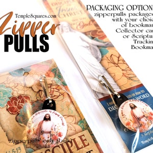 Zipper Pulls Think Celestial plus Optional Card or Scripture Tracking Bookmark. 2024 Youth Theme Birthdays Baptism Young Women YW image 3